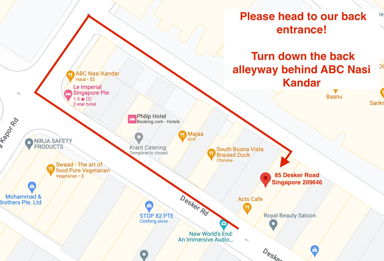 Map to Back Alley
